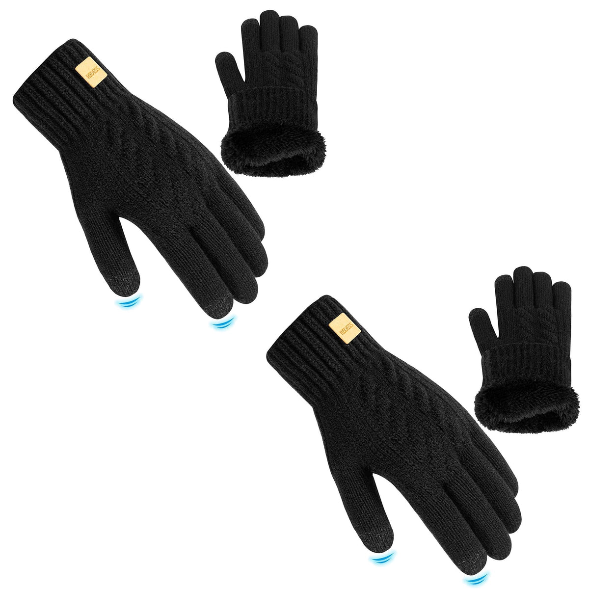 REDESS Winter Gloves for Women and Men with Touch Screen Thermal Knit Black Gloves.