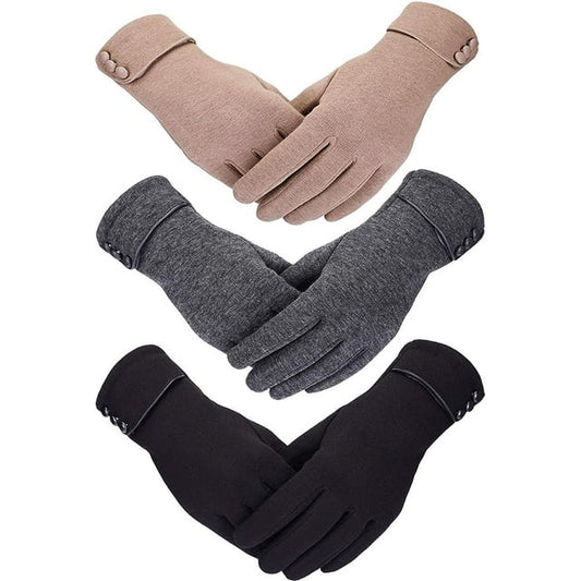 REDESS Women's Winter Warm Gloves, Full Finger Gloves With Sensitive Touch Screen Texting Fingers 3 Pairs.