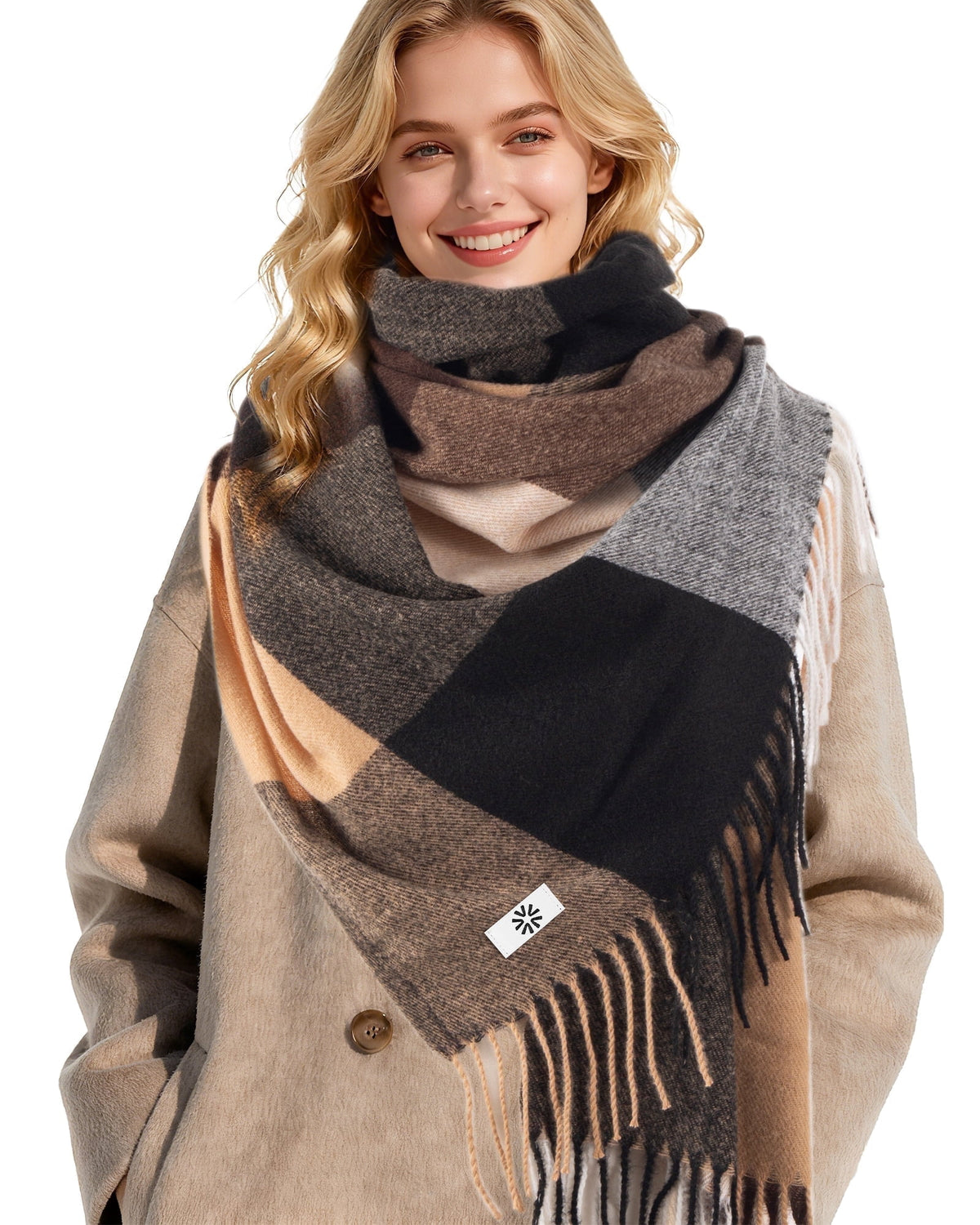 REDESS Scarves for Women Winter Soft Long Tassel Plaid Pattern Pashmina Scarves for Adult Unisex,Pink