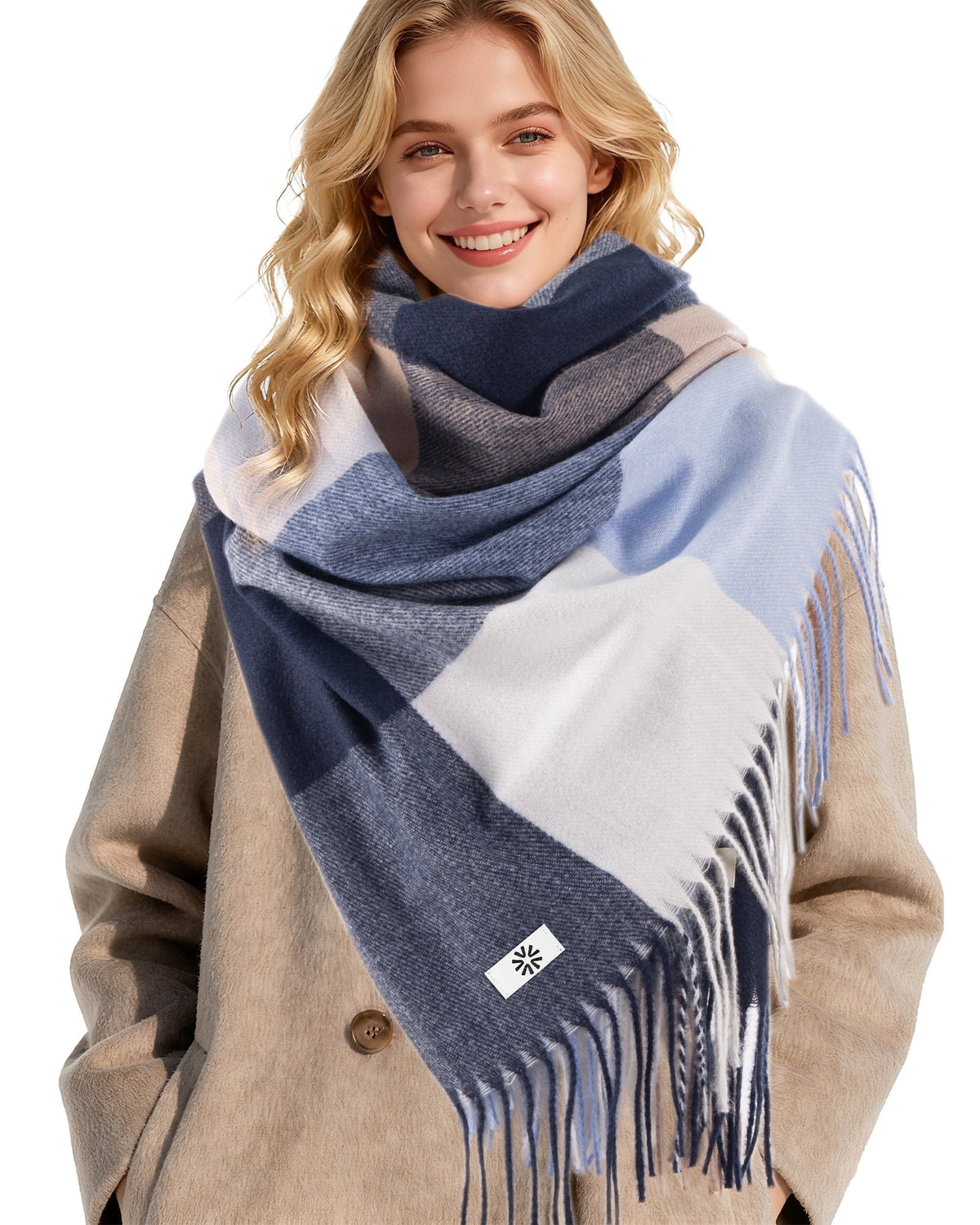REDESS Scarves for Women Winter Soft Long Tassel Plaid Pattern Pashmina Scarves for Adult Unisex,Pink
