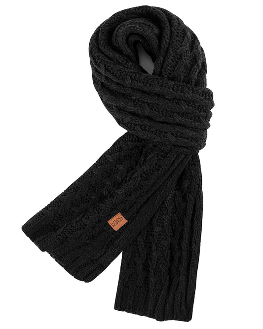 REDESS Women's Winter Scarf, Adult Warm Long Chunky Knit Scarves for Women, Black