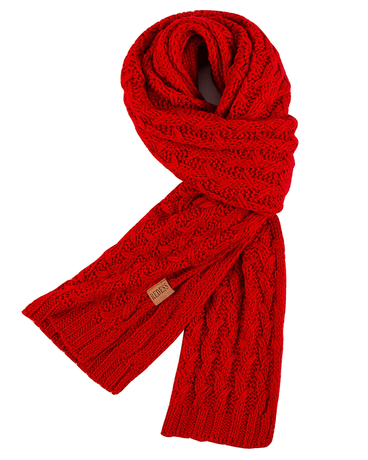 REDESS Women's Winter Scarf, Adult Warm Long Chunky Knit Scarves for Women, Black