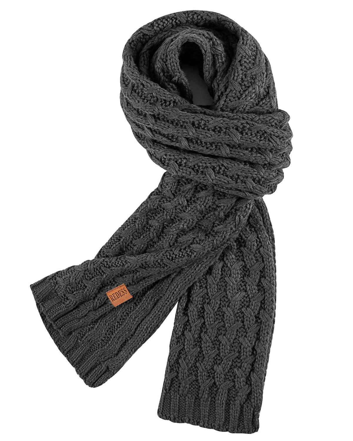 REDESS Women's Winter Scarf, Adult Warm Long Chunky Knit Scarves for Women, Black
