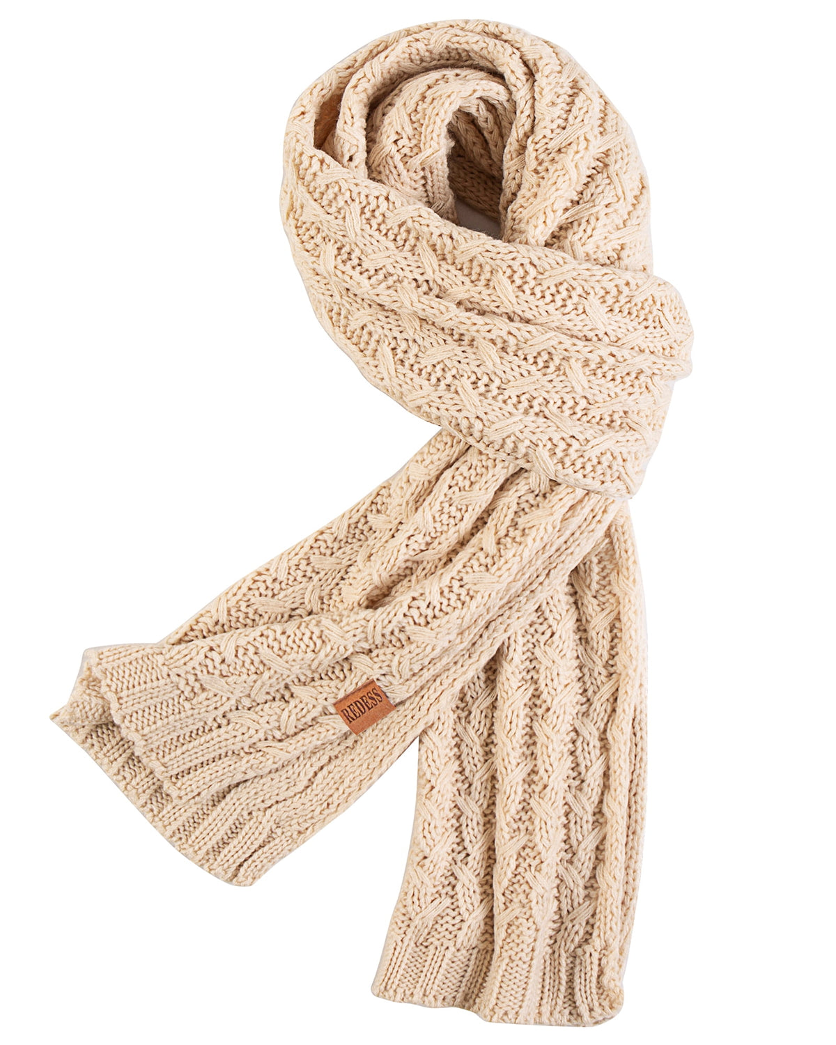 REDESS Women's Winter Scarf, Adult Warm Long Chunky Knit Scarves for Women, Black