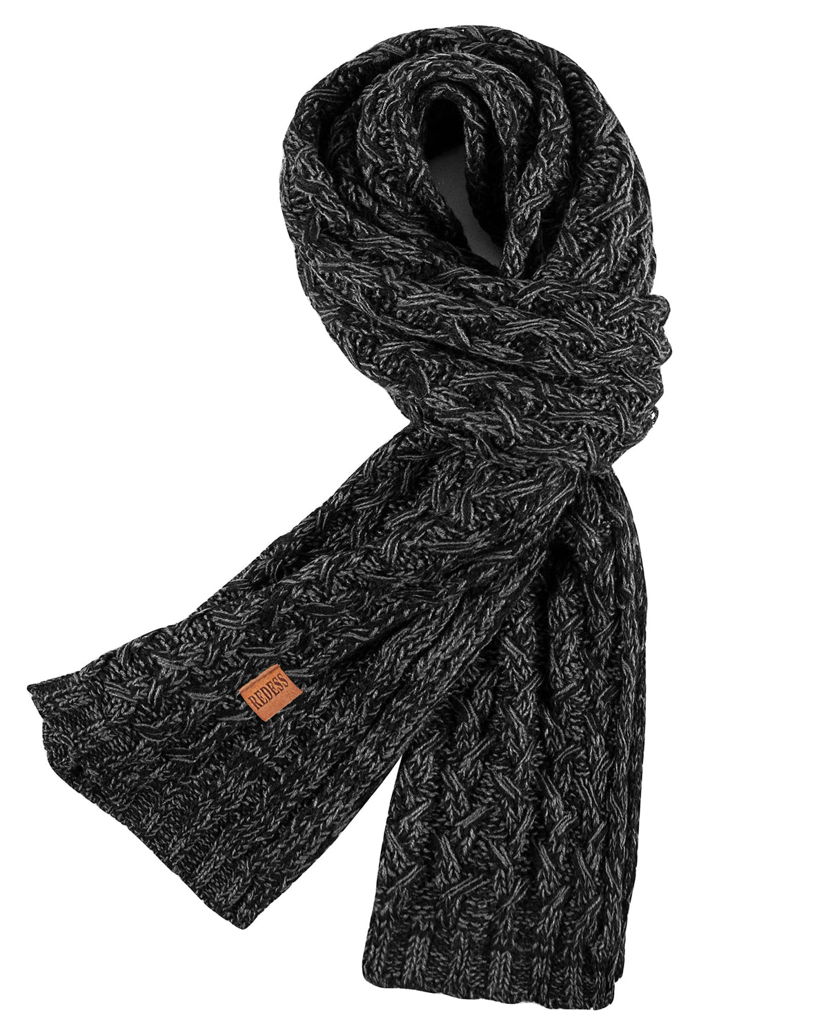 REDESS Women's Winter Scarf, Adult Warm Long Chunky Knit Scarves for Women, Black