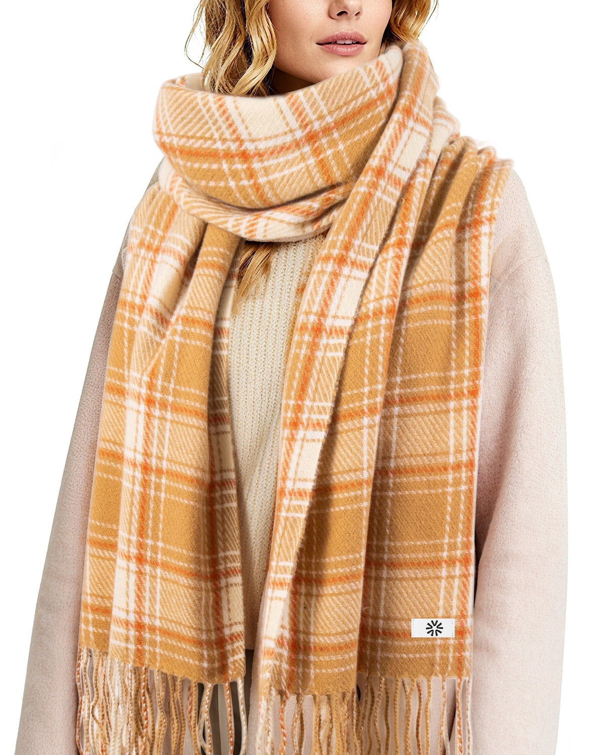 REDESS Winter Scarves for Men and Women Soft Plaid Pattern Cozy Warm Tassel Shawl Wrap, Plaid Gray