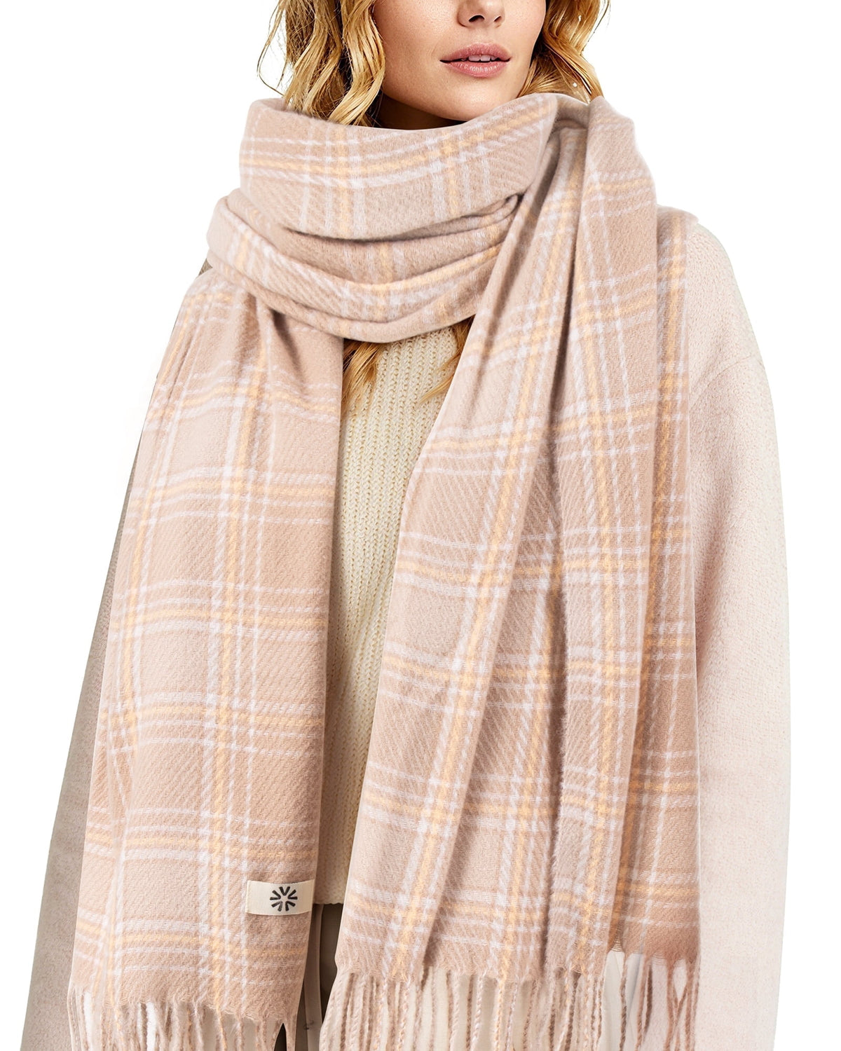 REDESS Winter Scarves for Men and Women Soft Plaid Pattern Cozy Warm Tassel Shawl Wrap, Plaid Gray