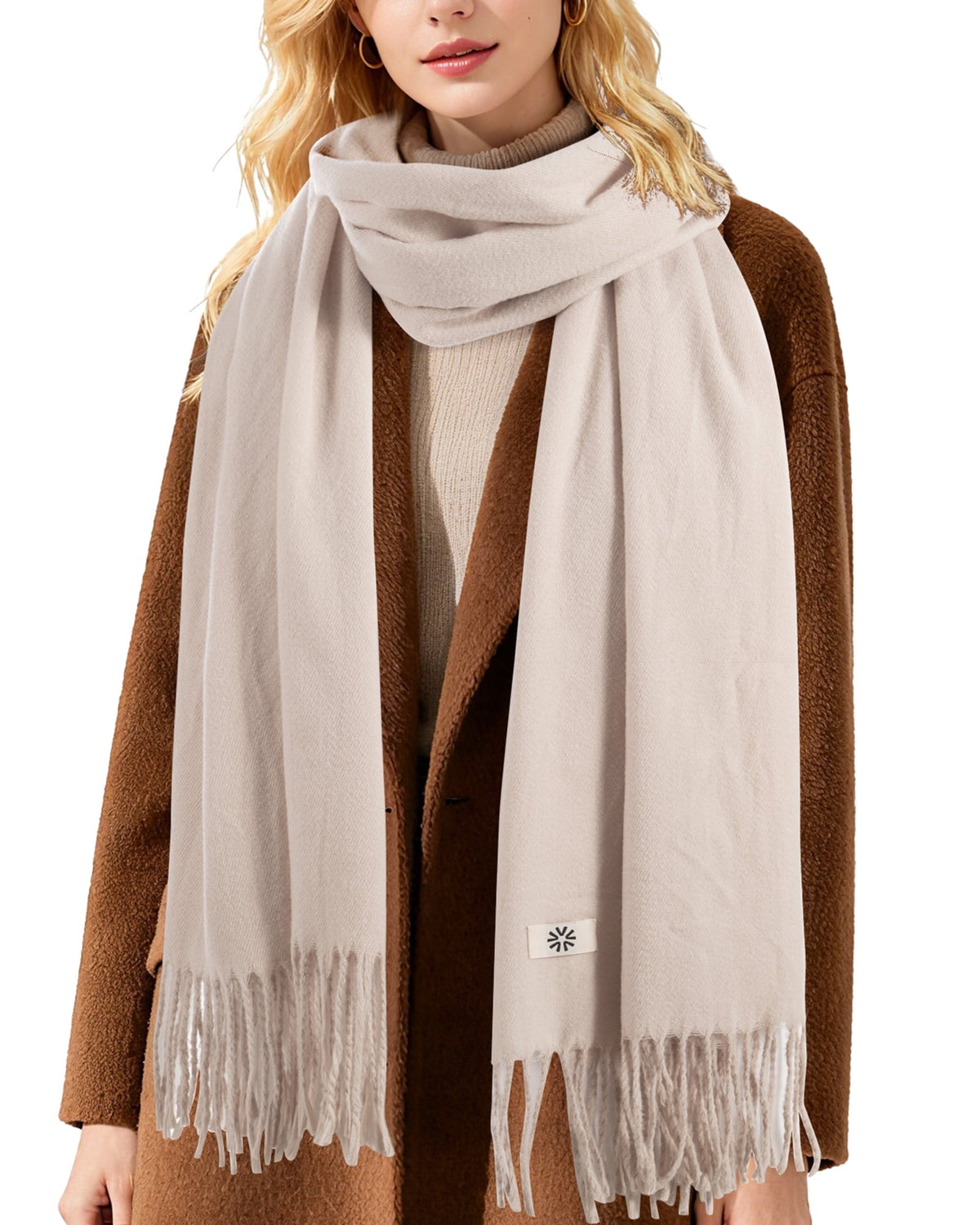 REDESS Women's Scarf,Winter Warm Soft Solid Color Pattern Tassel Shawl Wrap,Black