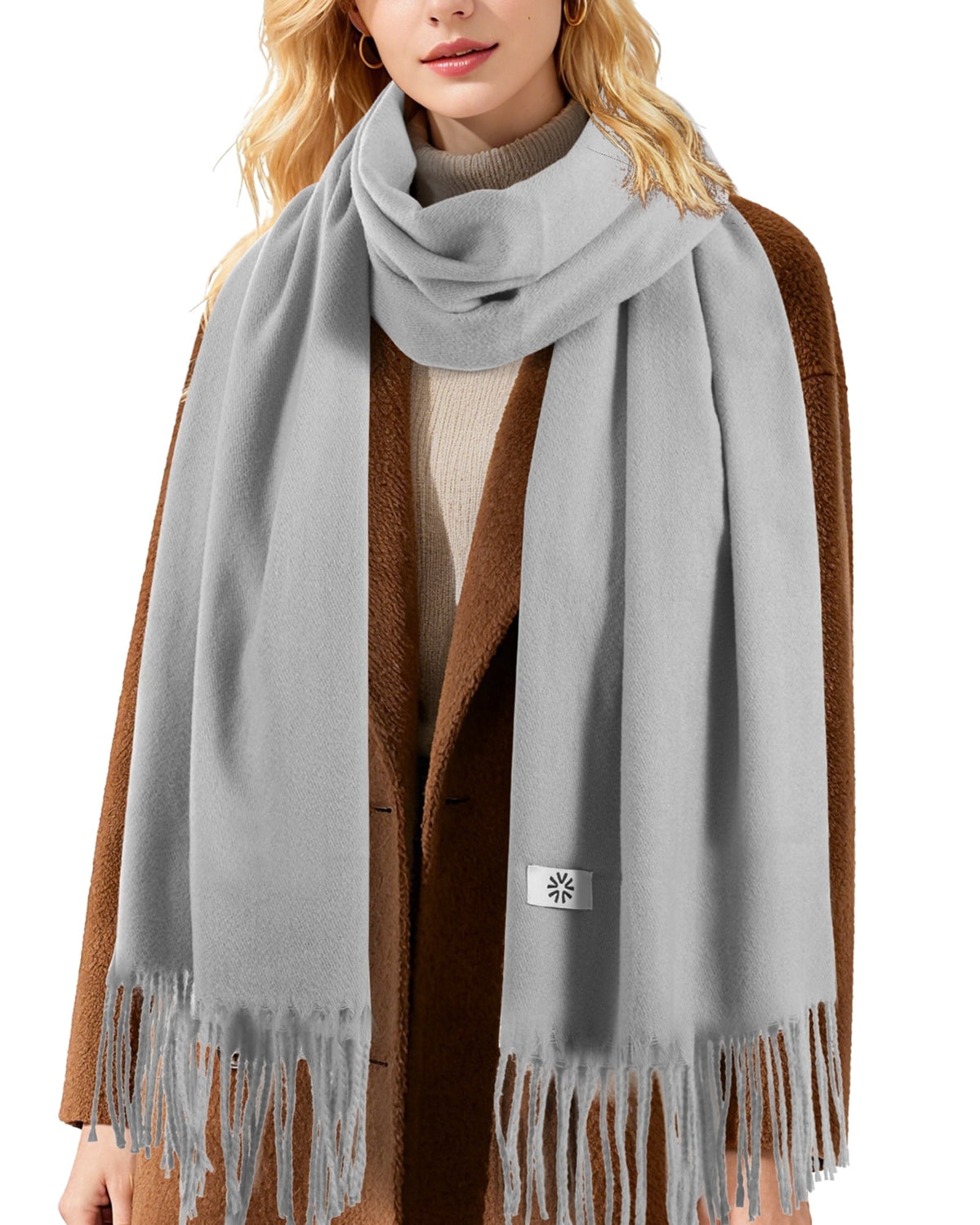 REDESS Women's Scarf,Winter Warm Soft Solid Color Pattern Tassel Shawl Wrap,Black