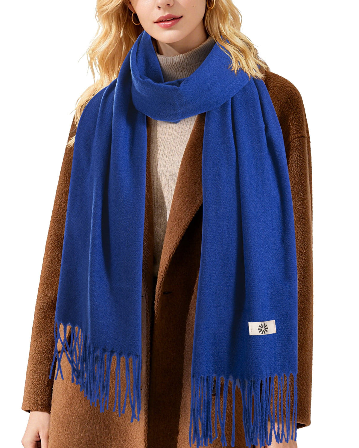 REDESS Women's Scarf,Winter Warm Soft Solid Color Pattern Tassel Shawl Wrap,Black