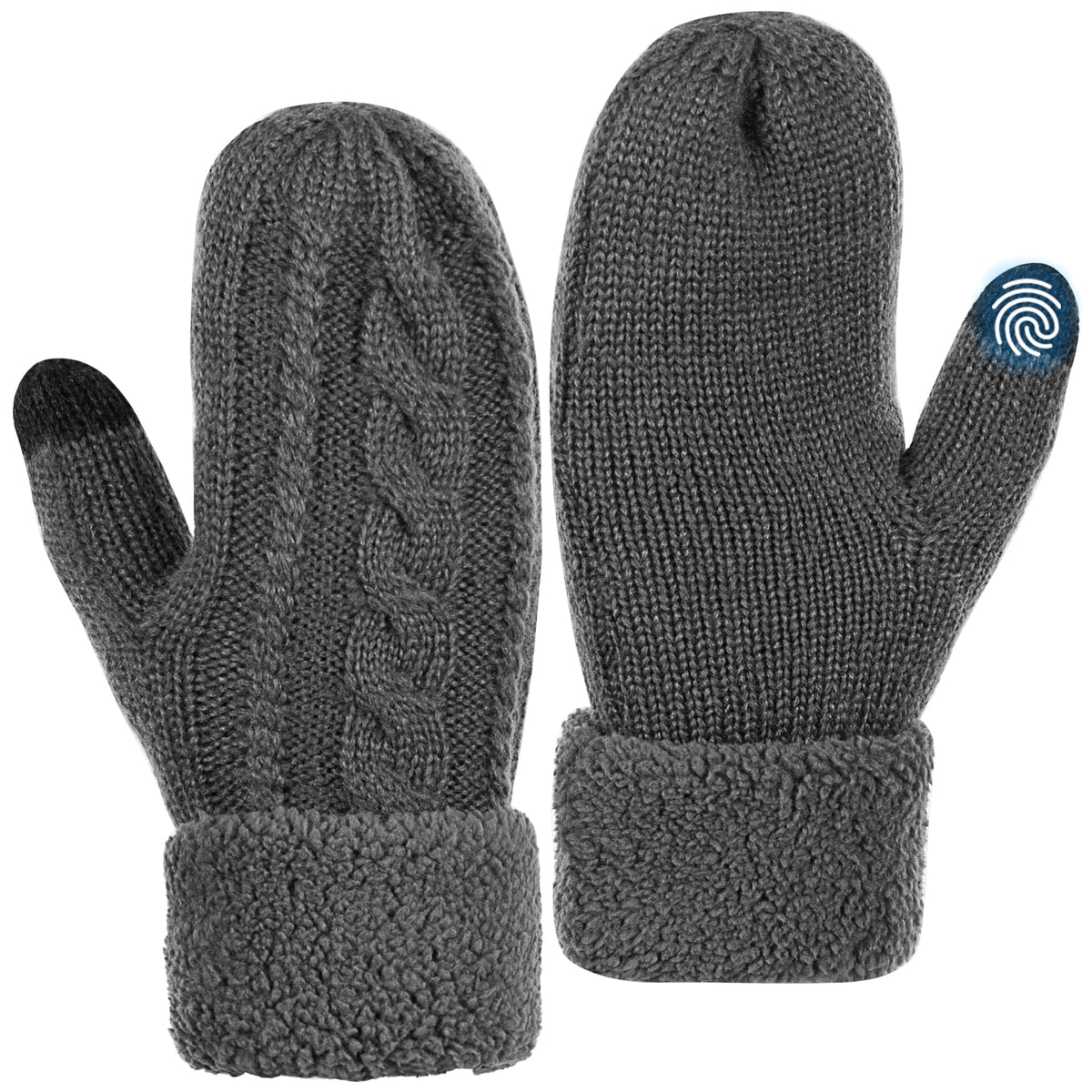 REDESS Winter Warm Mittens for Women, Thick Knitted Warm Soft Lining Mittens Cold Weather,Black