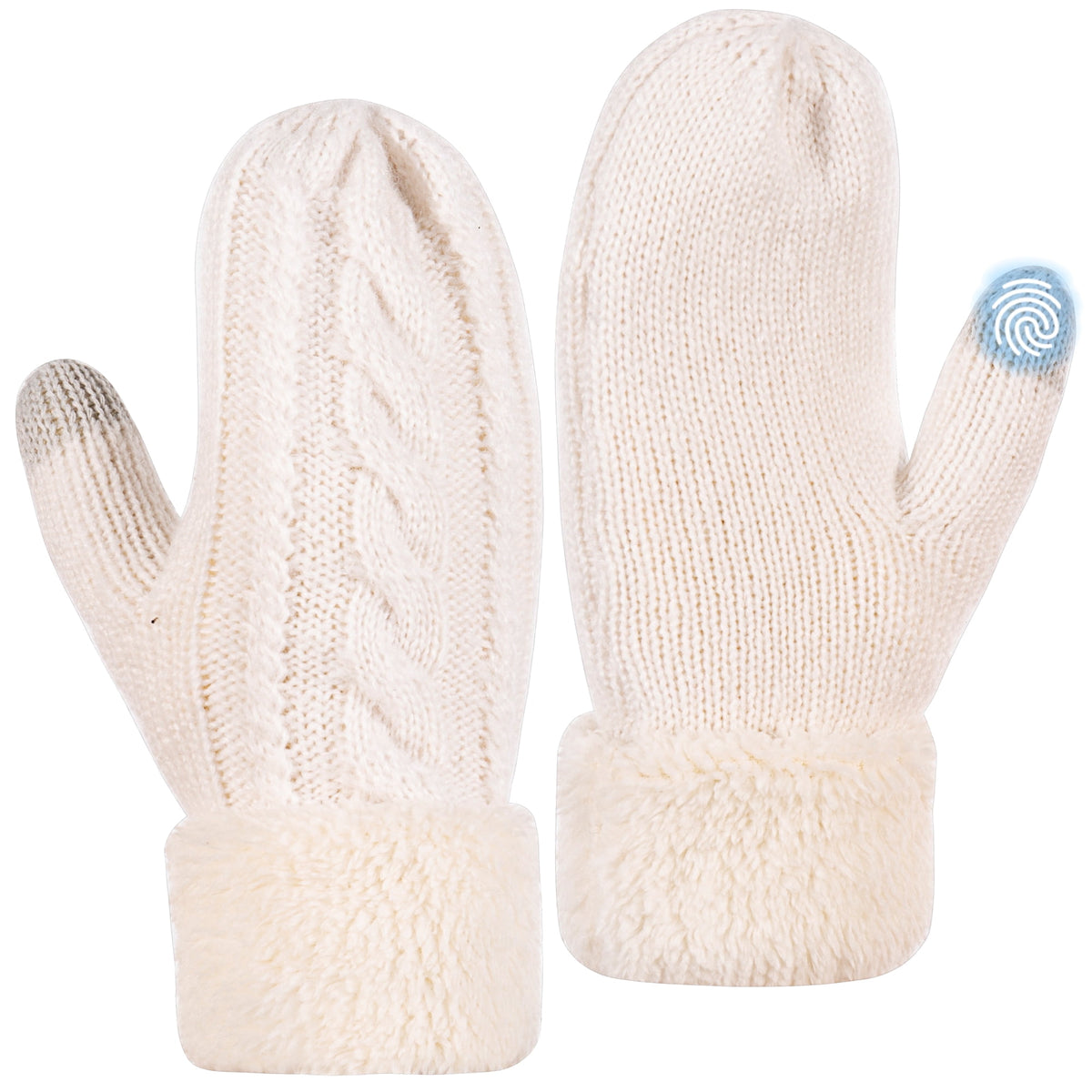REDESS Winter Warm Mittens for Women, Thick Knitted Warm Soft Lining Mittens Cold Weather,Black
