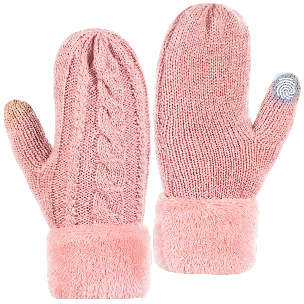 REDESS Winter Warm Mittens for Women, Thick Knitted Warm Soft Lining Mittens Cold Weather,Black