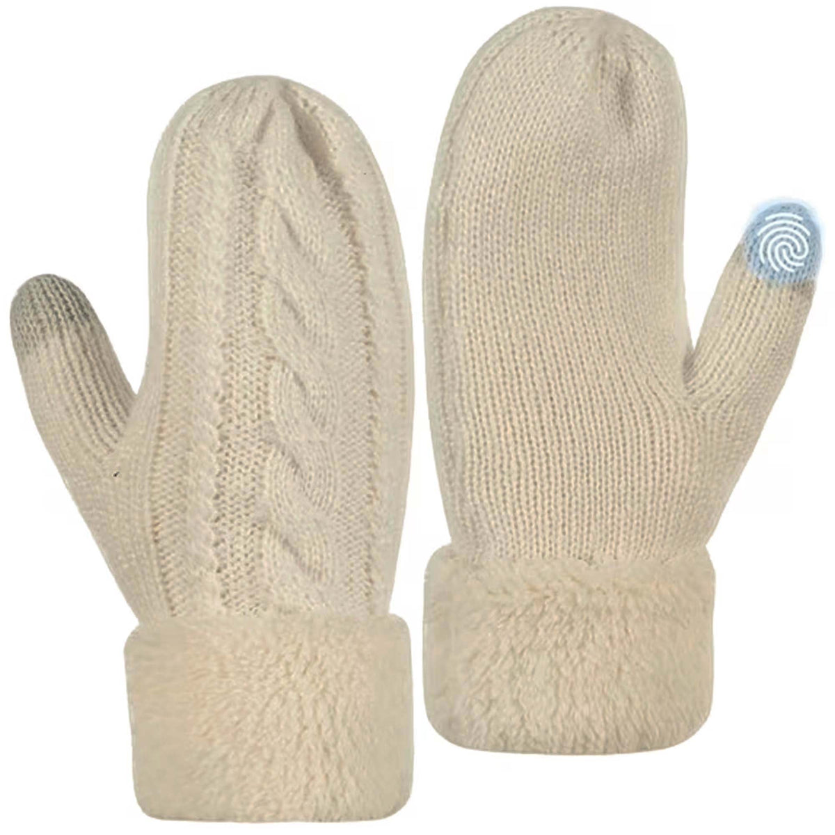 REDESS Winter Warm Mittens for Women, Thick Knitted Warm Soft Lining Mittens Cold Weather,Black