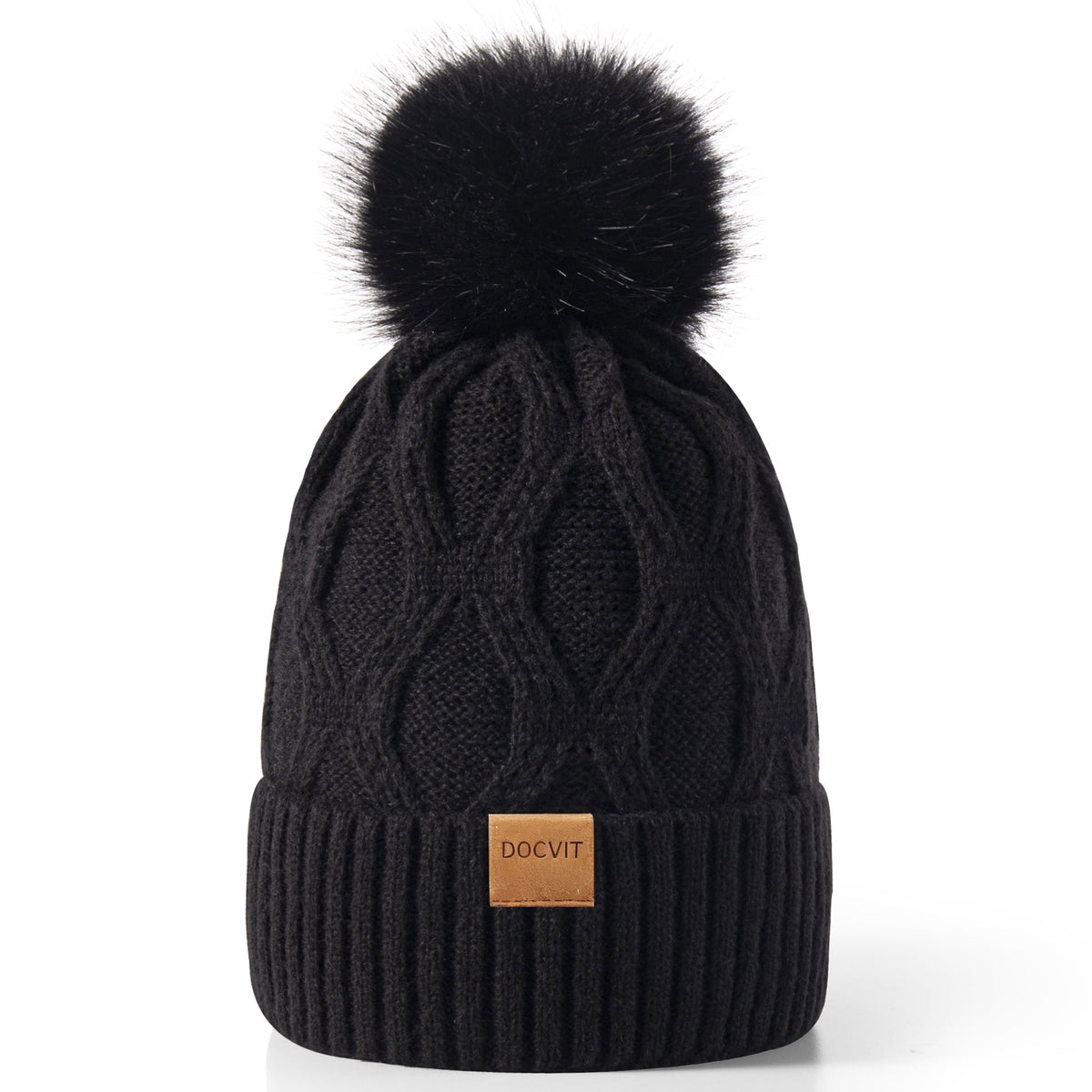 REDESS Womens Winter Beanie Hat with Warm Fleece Lined Black