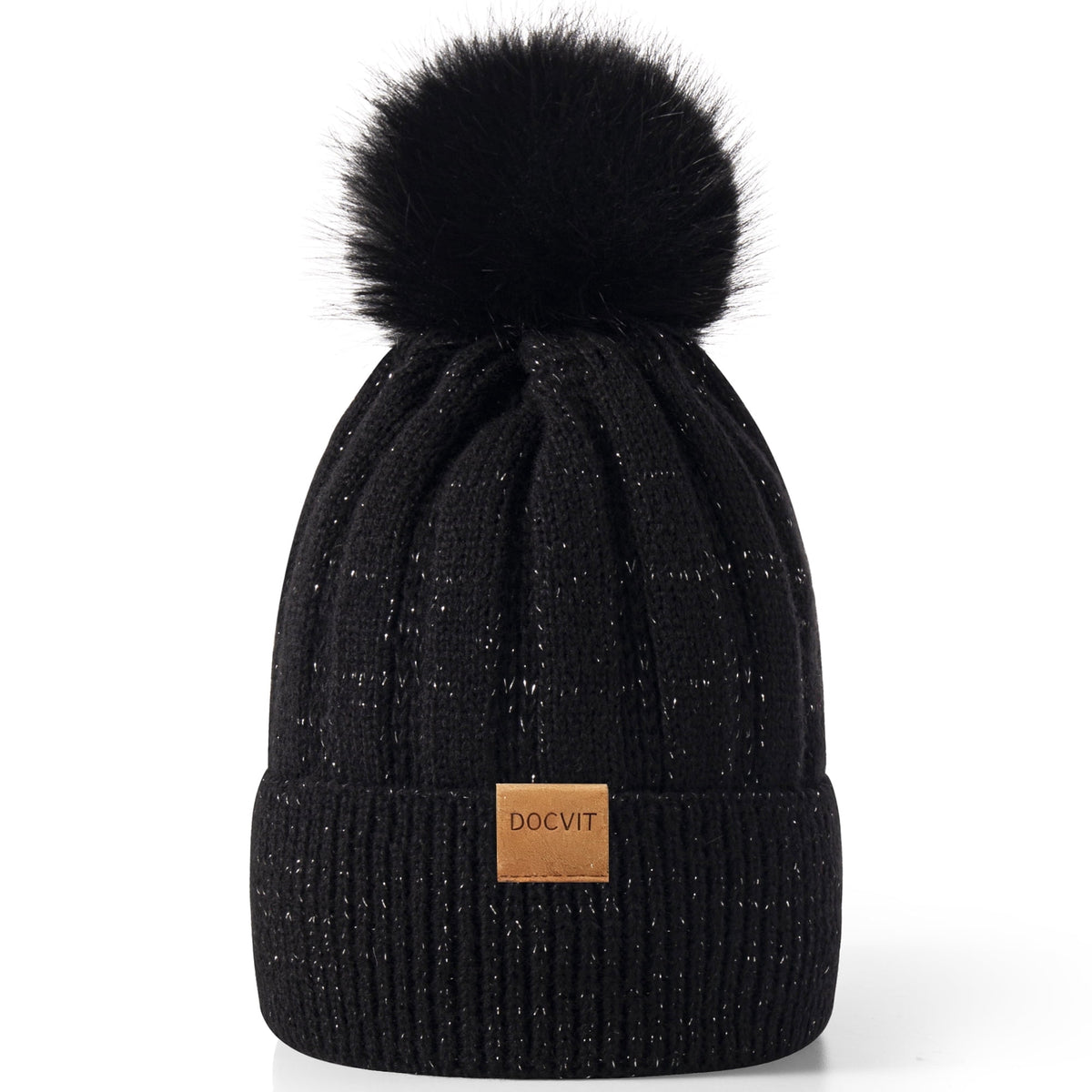 REDESS Women's Winter Beanie Hat Warm Fleece Lined Thick Skull Hat,Black