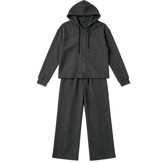 REDESS Outfit Set Women Zip Up Hoodie and Wide Leg Pants Casual Outfit for Travel Home & Everyday Wear
