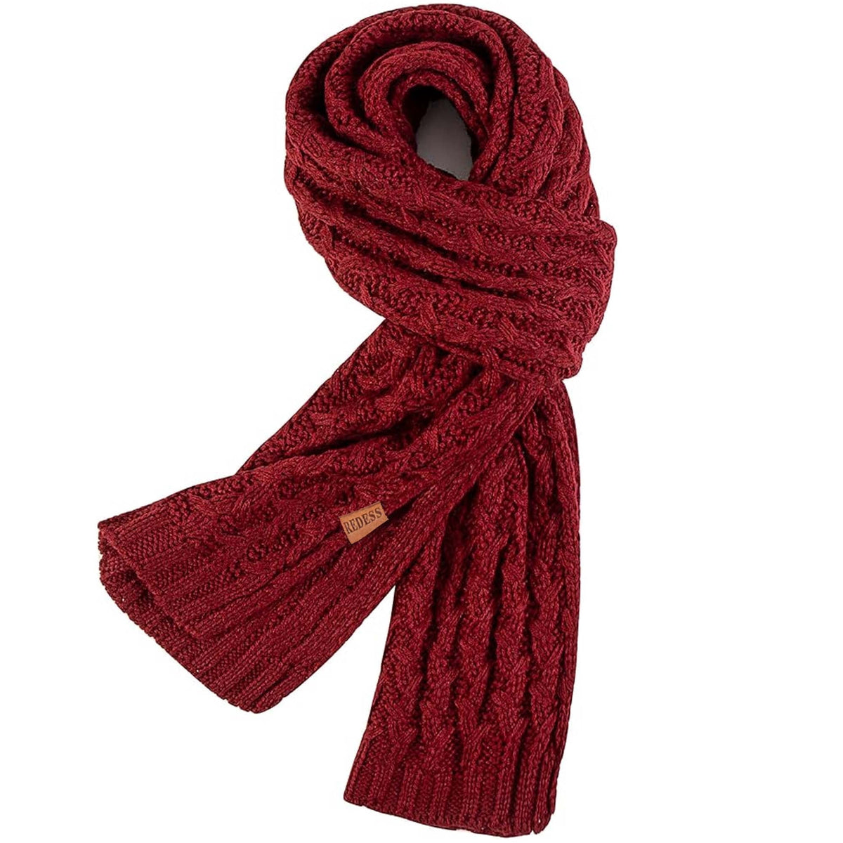 REDESS Women's Winter Scarf, Adult Warm Long Chunky Knit Scarves for Women, Black
