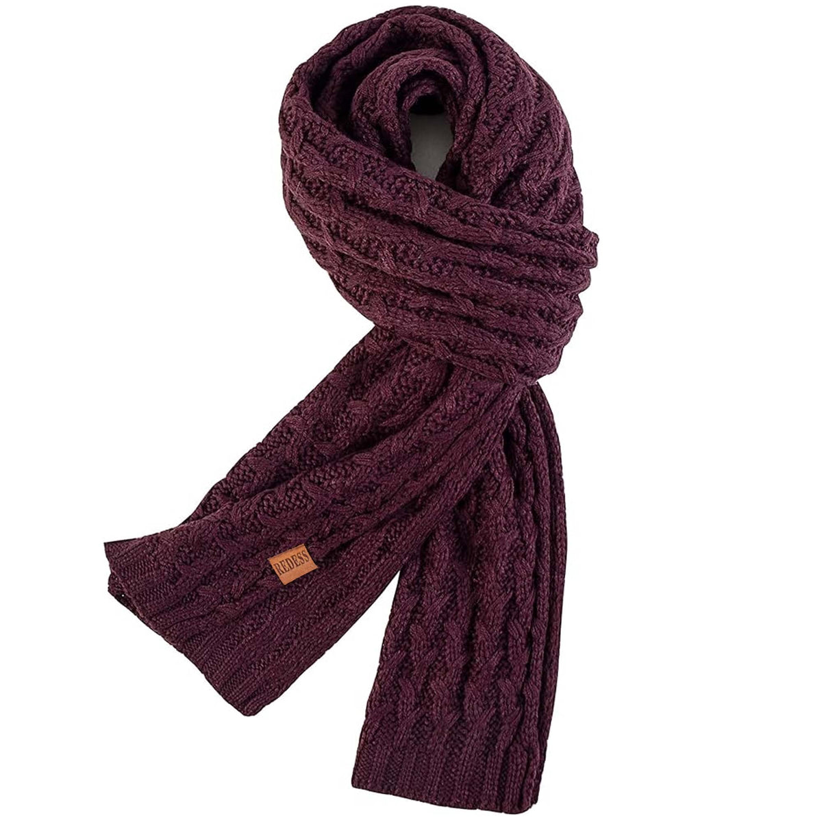 REDESS Women's Winter Scarf, Adult Warm Long Chunky Knit Scarves for Women, Black