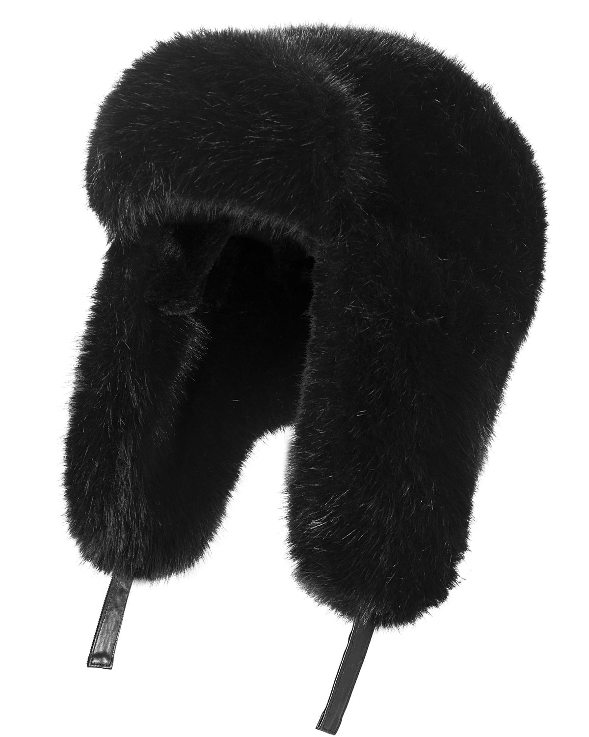 REDESS Women's Trapper Hat Winter Warm with Faux Fur and Ear Flaps Winter Hat,Black