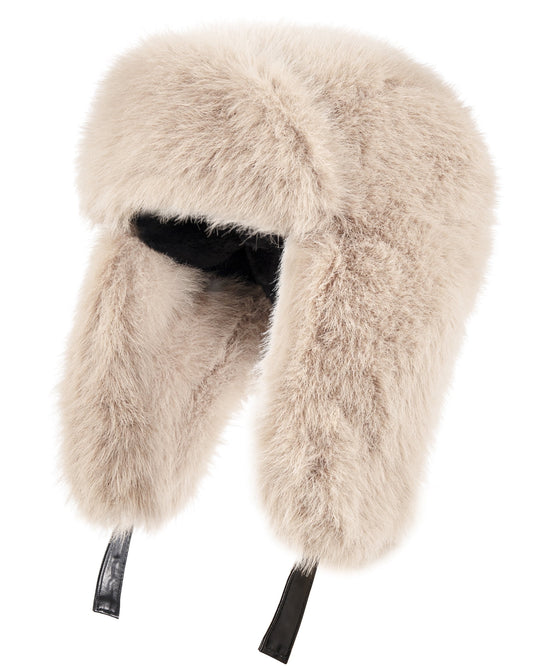 REDESS Women's Trapper Hat Winter Warm with Faux Fur and Ear Flaps Winter Hat,Black