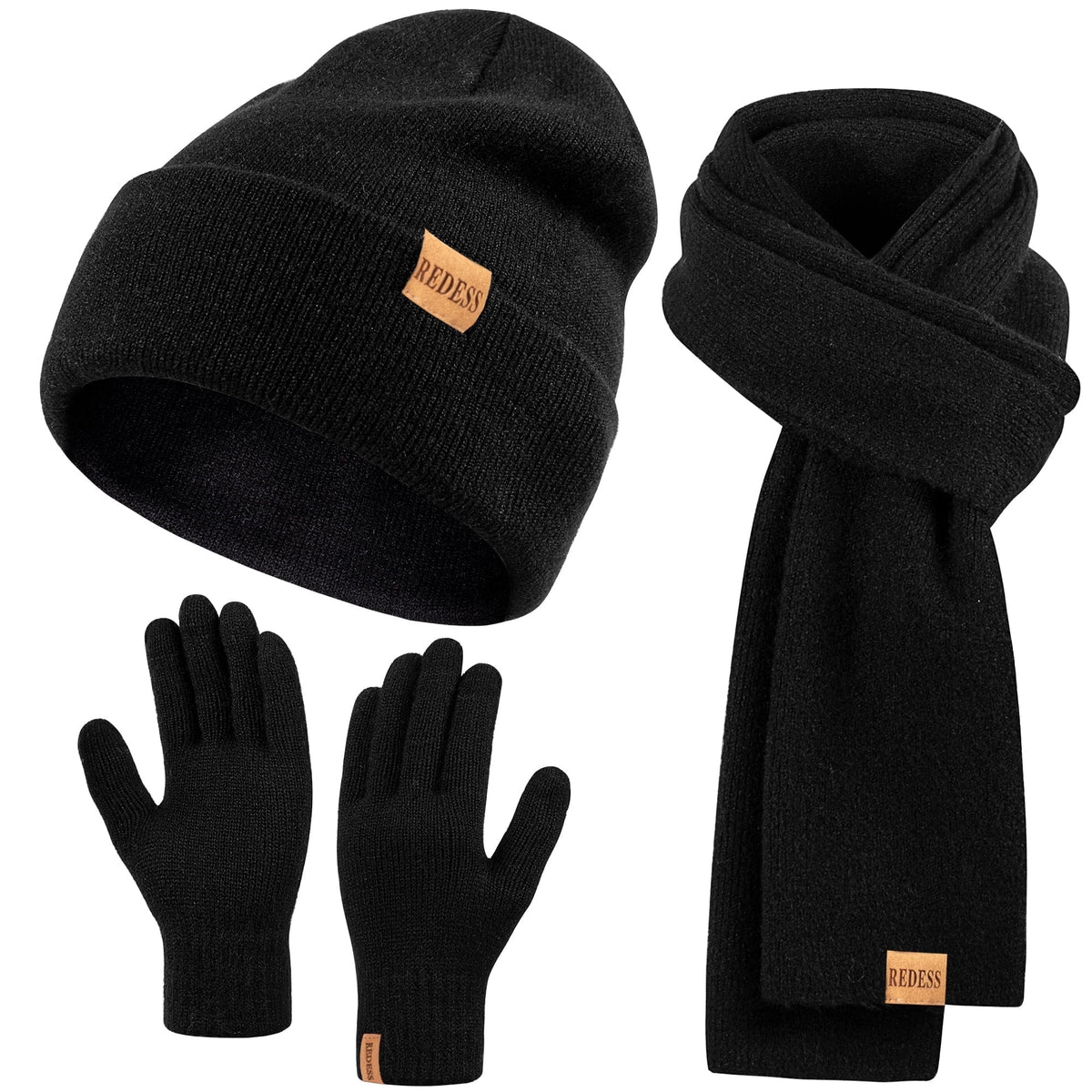 REDESS Women's Winter Beanie Hat, Scarf & Glove Sets for Women and Men-Dark Blue