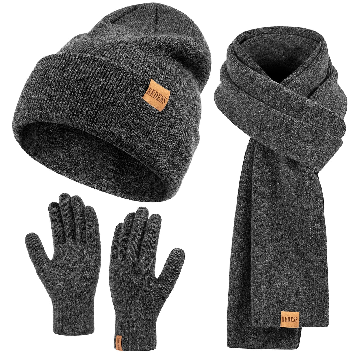 REDESS Women's Winter Beanie Hat, Scarf & Glove Sets for Women and Men-Dark Blue