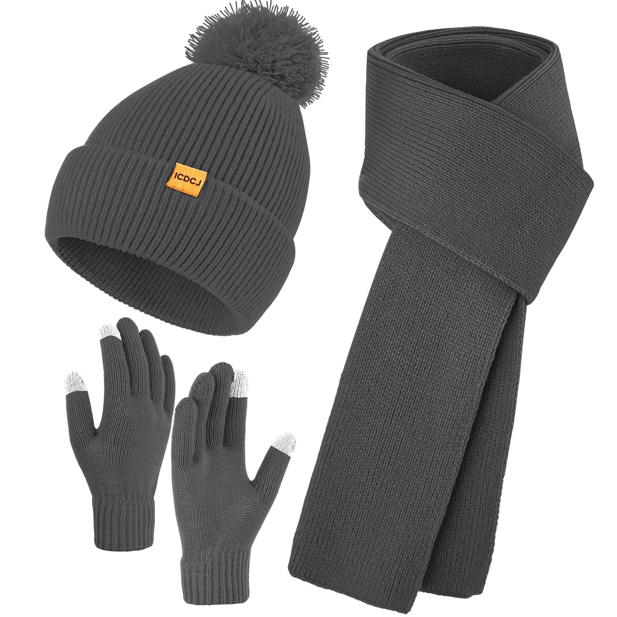 REDESS Beanie Hat and Gloves Scarf Winter Set for Women,Beanie Hat Touch Screen Gloves Long Scarf Set for Women£¬Black