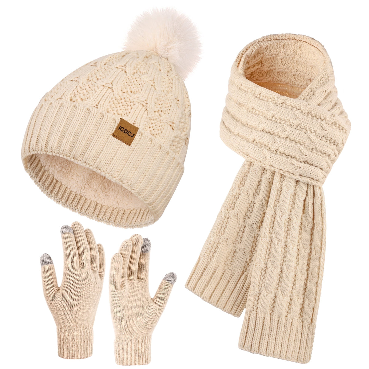 REDESS Hat,Scarf and Gloves Sets for Women's Winter Beanie Hat Touch Screen Gloves Long Scarf Set£¬Black