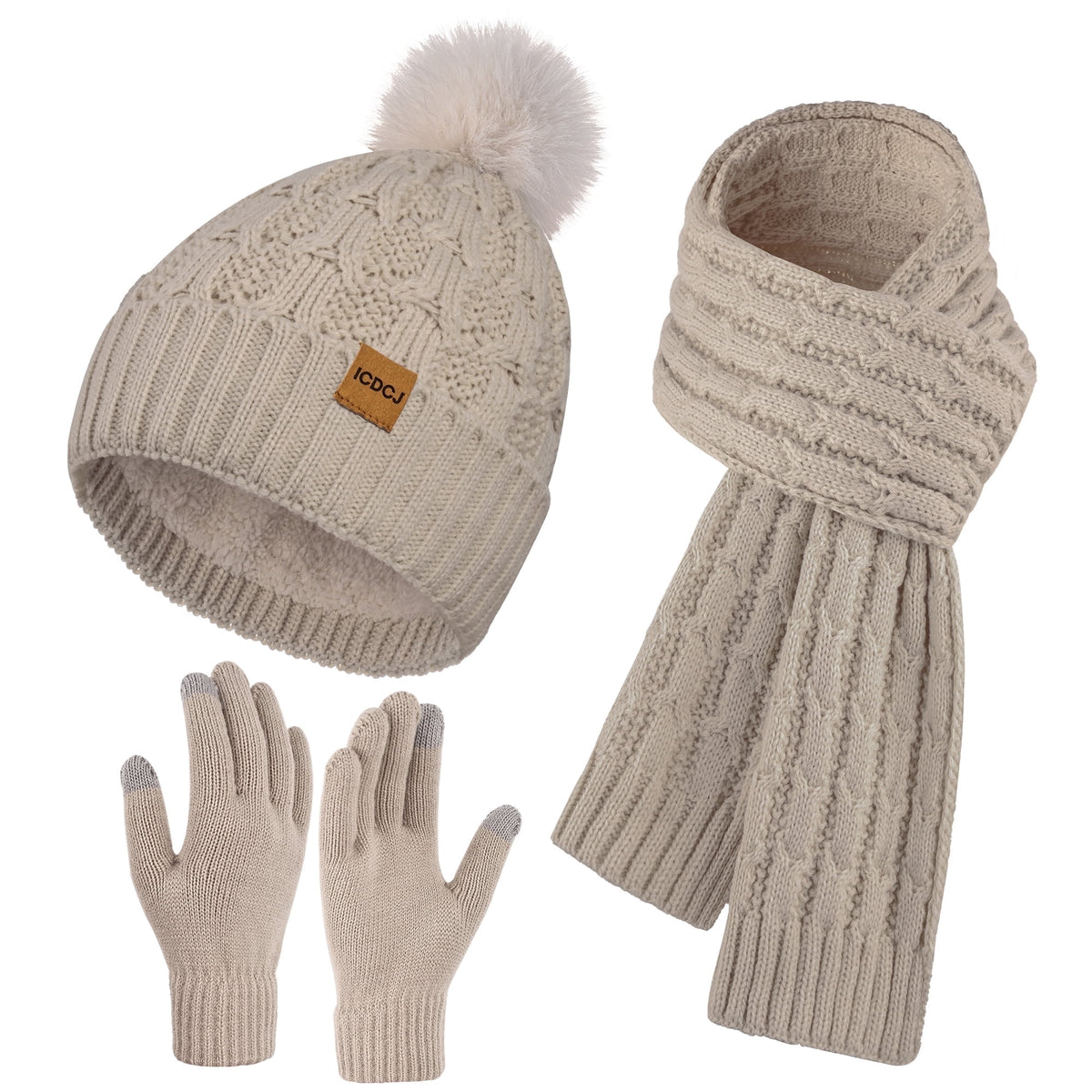 REDESS Hat,Scarf and Gloves Sets for Women's Winter Beanie Hat Touch Screen Gloves Long Scarf Set£¬Black