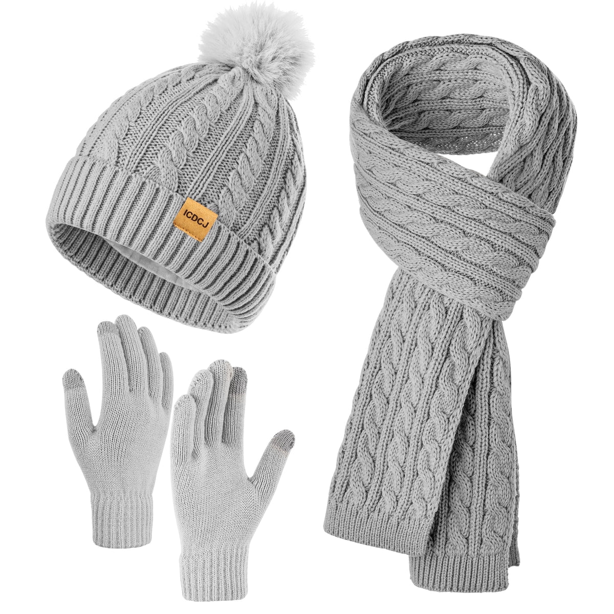 REDESS Women's Hat and gloves Scarf Winter Set,Beanie Hat Touch Screen Gloves Long Scarf Sets for Women
