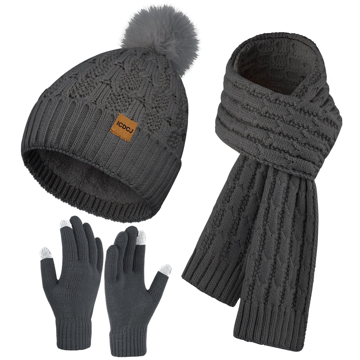 REDESS Hat,Scarf and Gloves Sets for Women's Winter Beanie Hat Touch Screen Gloves Long Scarf Set£¬Black