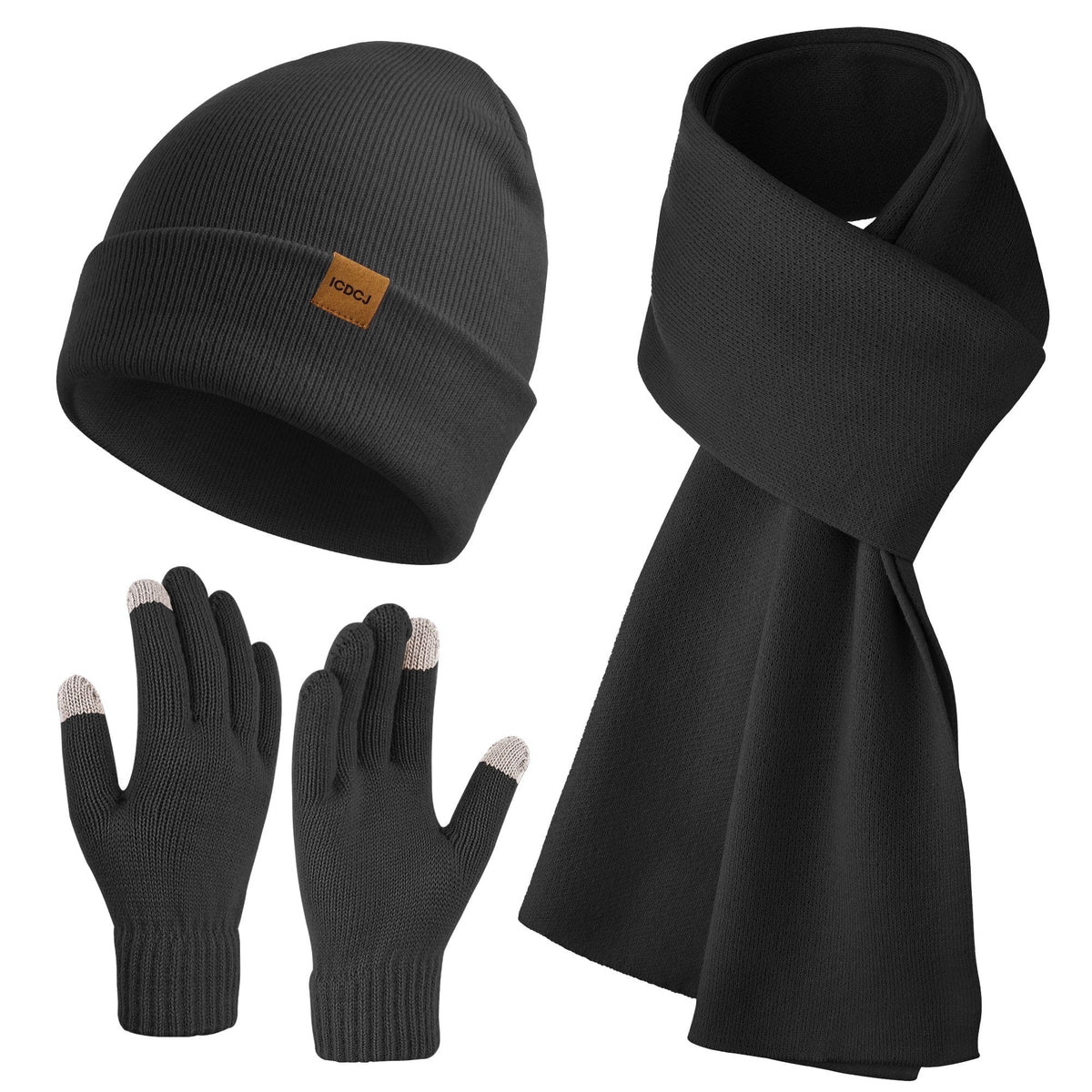 REDESS Winter Beanie Hat and Gloves Scarf Sets for Men and Women£¬Black