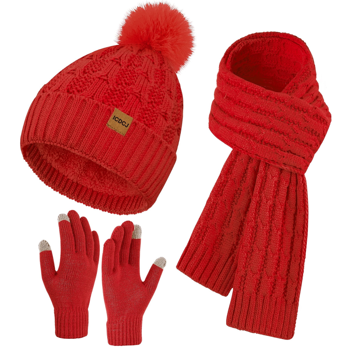REDESS Hat,Scarf and Gloves Sets for Women's Winter Beanie Hat Touch Screen Gloves Long Scarf Set£¬Black