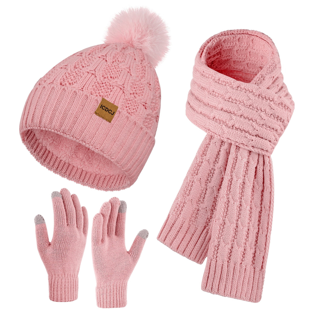 REDESS Hat,Scarf and Gloves Sets for Women's Winter Beanie Hat Touch Screen Gloves Long Scarf Set£¬Black