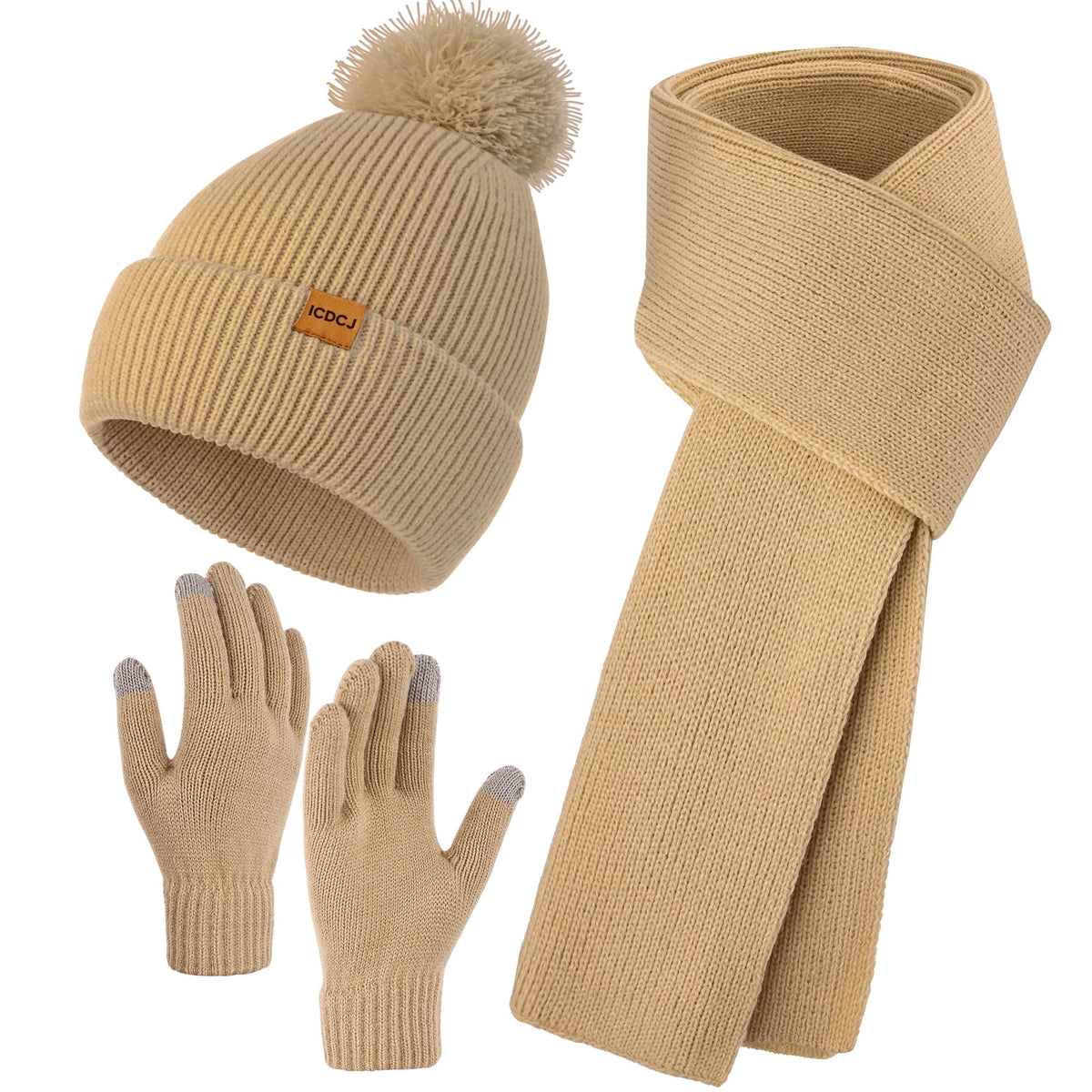 REDESS Beanie Hat and Gloves Scarf Winter Set for Women,Beanie Hat Touch Screen Gloves Long Scarf Set for Women£¬Black