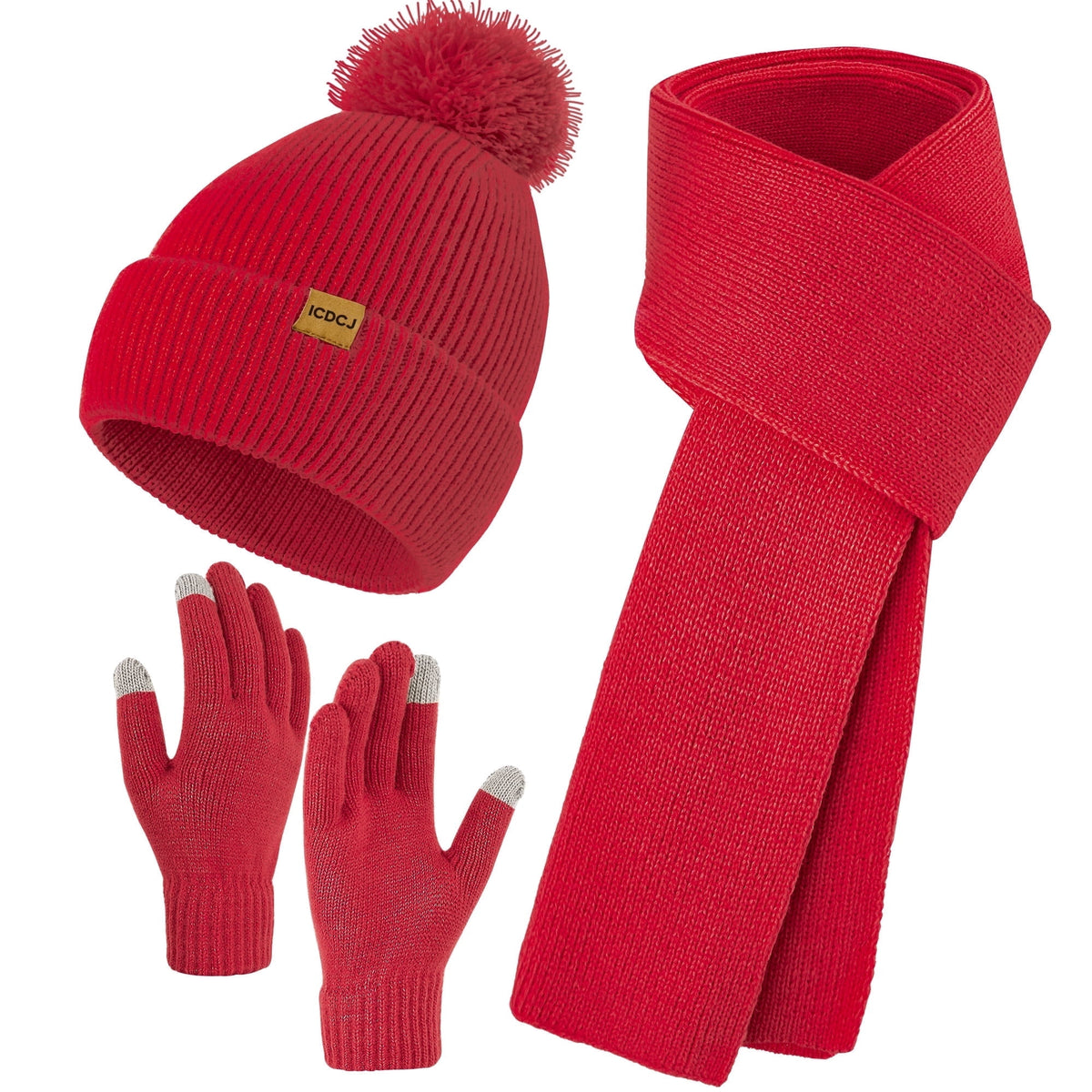 REDESS Beanie Hat and Gloves Scarf Winter Set for Women,Beanie Hat Touch Screen Gloves Long Scarf Set for Women£¬Black