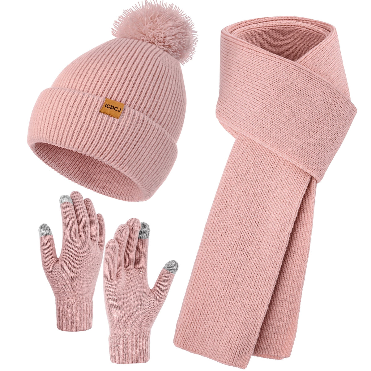 REDESS Beanie Hat and Gloves Scarf Winter Set for Women,Beanie Hat Touch Screen Gloves Long Scarf Set for Women£¬Black