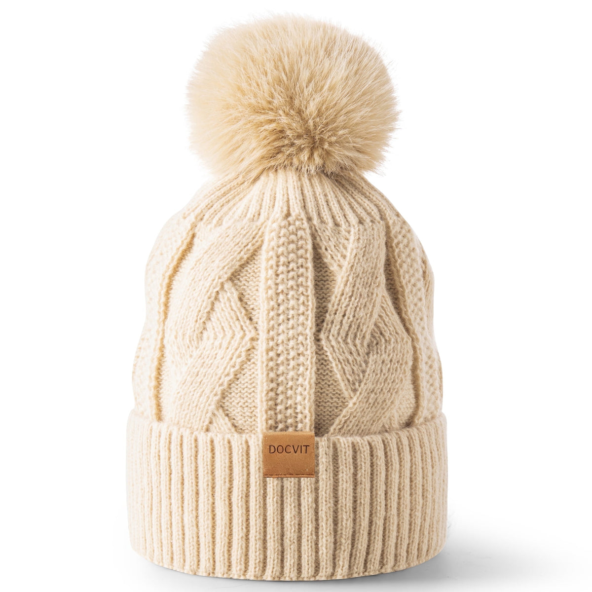 REDESS Beanie Hats for Women,Winter Warm Knitted Fleece Lined Hats Black
