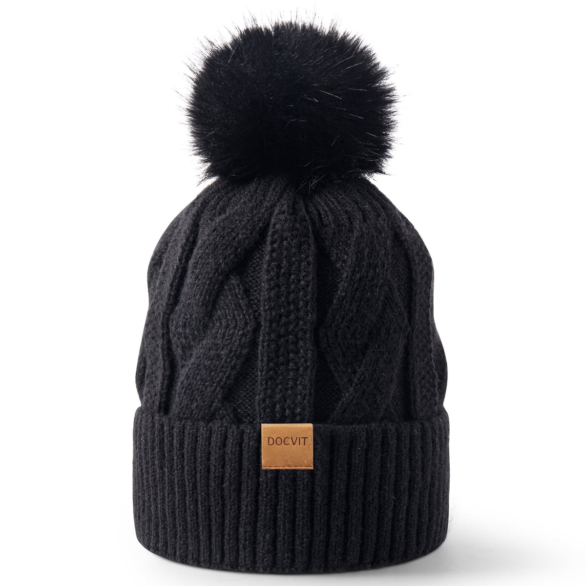 REDESS Beanie Hats for Women,Winter Warm Knitted Fleece Lined Hats Black