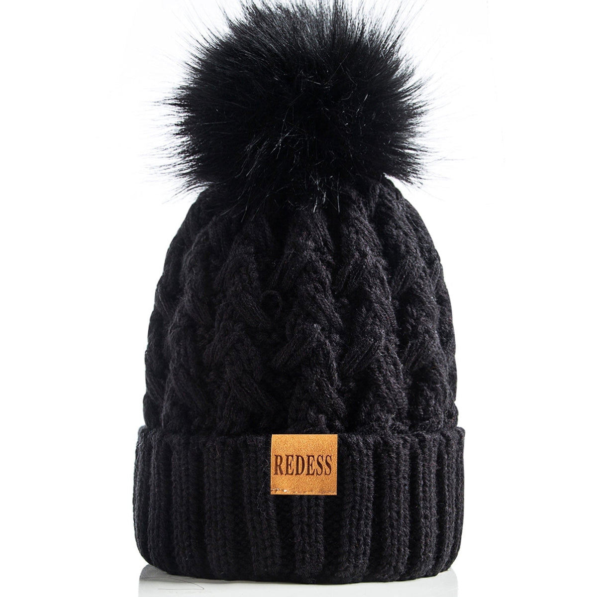 REDESS Women's Winter Pompom Beanie Hat for Women-White