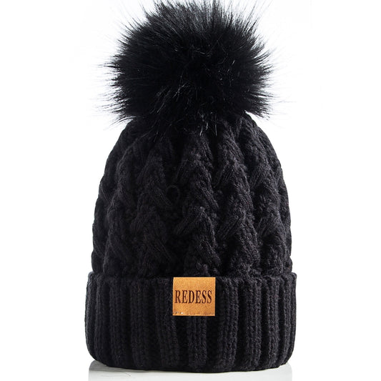 REDESS Women's Winter Pompom Beanie Hat for Women-White