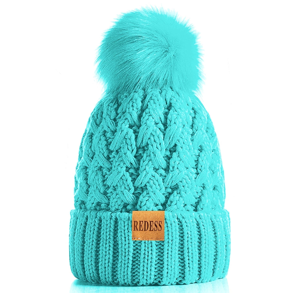 REDESS Women's Winter Pompom Beanie Hat for Women-White