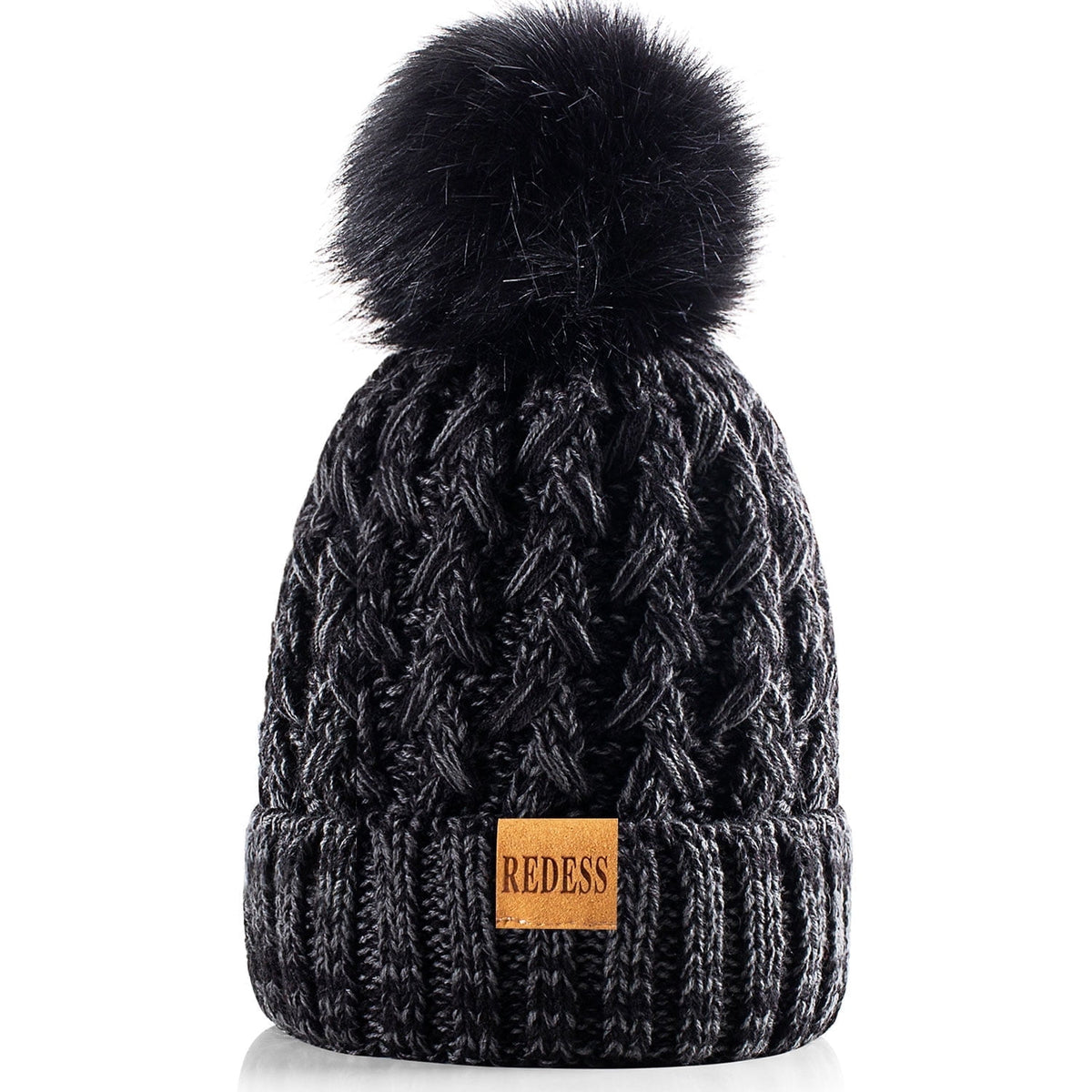 REDESS Women's Winter Pompom Beanie Hat for Women-White