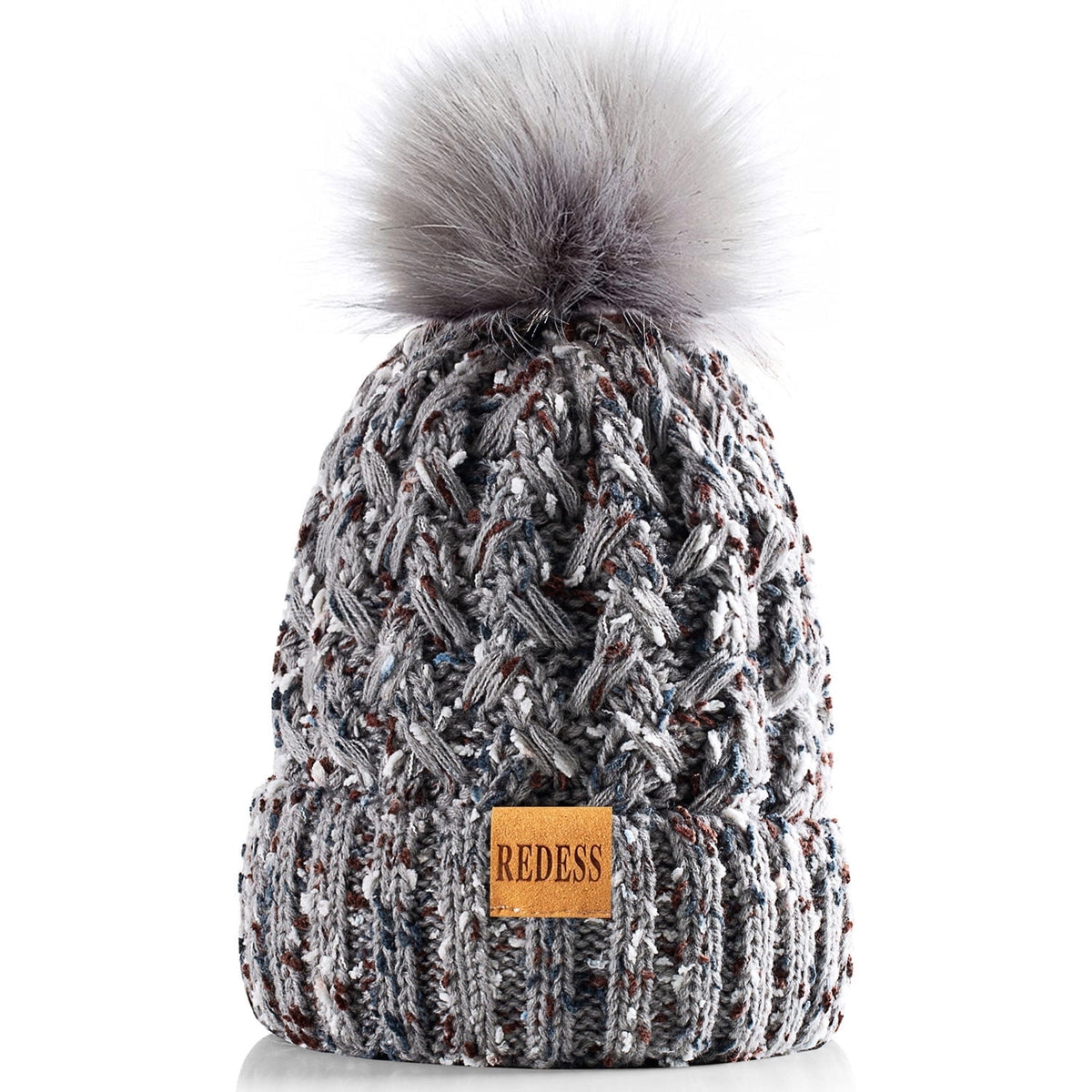 REDESS Women's Winter Pompom Beanie Hat for Women-White