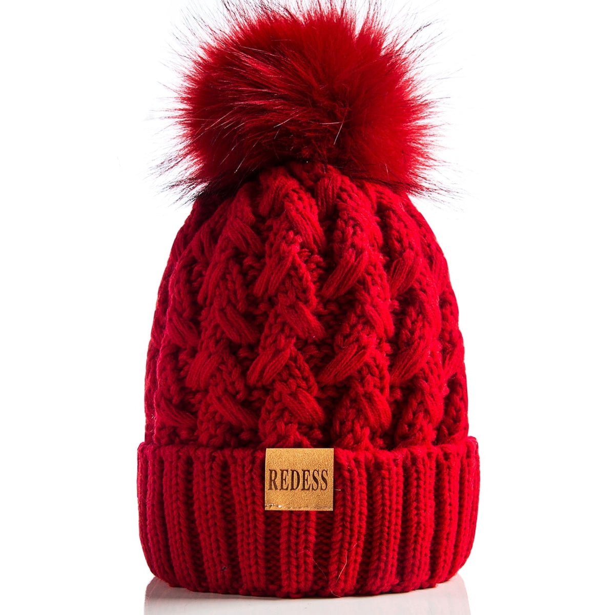REDESS Women's Winter Pompom Beanie Hat for Women-White