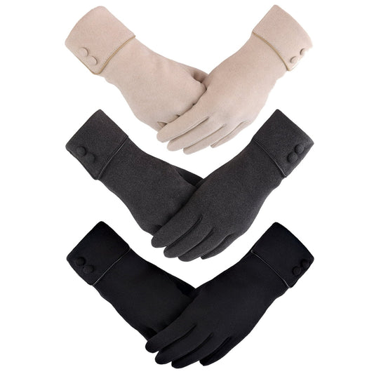 REDESS Women's Winter Warm Gloves, Full Finger Gloves With Sensitive Touch Screen Texting Fingers 3 Pairs.