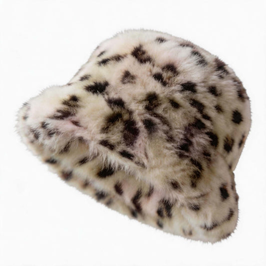 REDESS Womens Faux Fur Bucket Hat Winter Fluffy Warm Ladies Soft Cap Solid Color