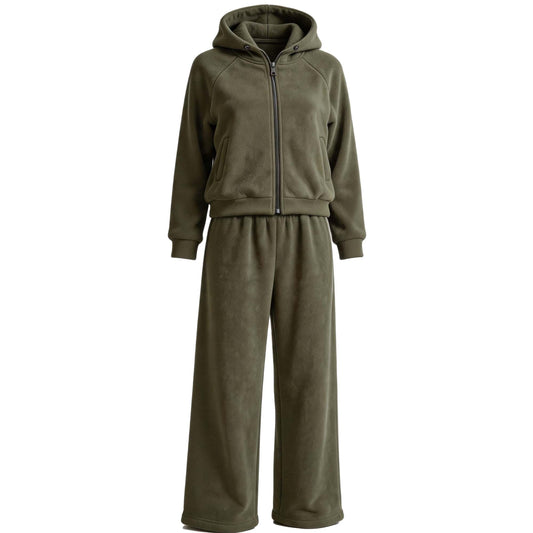 REDESS Womens Sweatsuits Sets 2 Piece Winter Thickened Fleece Lined Zip up Long Sleeve Jackets with Jogger Pants Lounge Sets