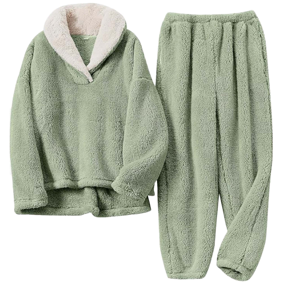 REDESS Womens Pajama Sets Soft Winter Fleece Cute Lounge Wear for Woman Pull On Jacket Jogger Pants Gray